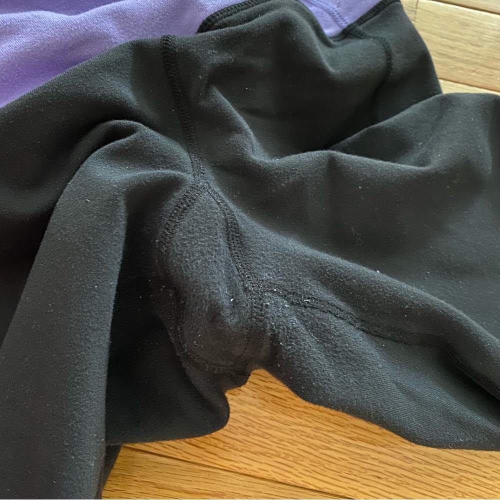Size 6 Lululemon Gather & Crow Crop Pants. Black & Purple. Split Calf Yoga pant - Picture 5 of 6